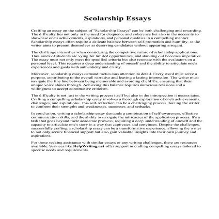 Scolarship Essays. Youngstown State University