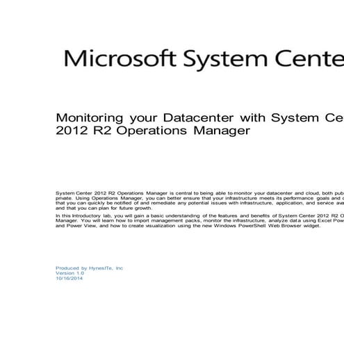 Scom   monitor datacenter