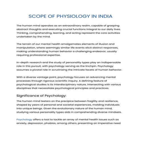 SCOPE OF PHYSIOLOGY IN INDIA