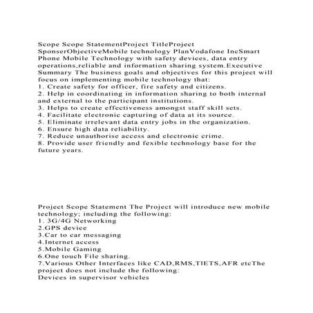 Scope Scope StatementProject TitleProject SponserObjectiveMobile t.docx