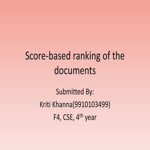 score based ranking of documents