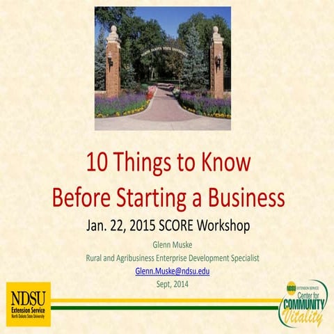 10 things to Know Before Starting a Biz - SCORE Workshop