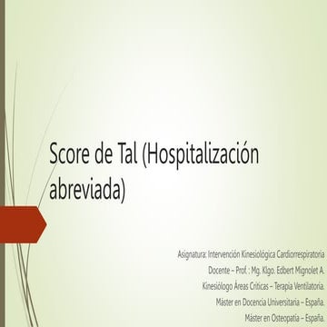 Score de Tal.pptx | Lung and Respiratory Health | Diseases and Conditions