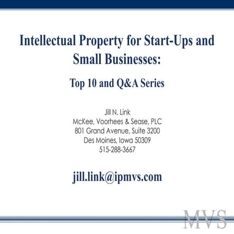 Intellectual Property for Start-Ups and Small Businesses. 
