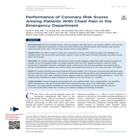 Score risk chest pain