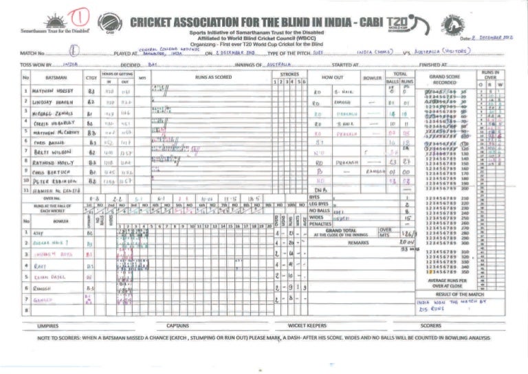 Score sheet