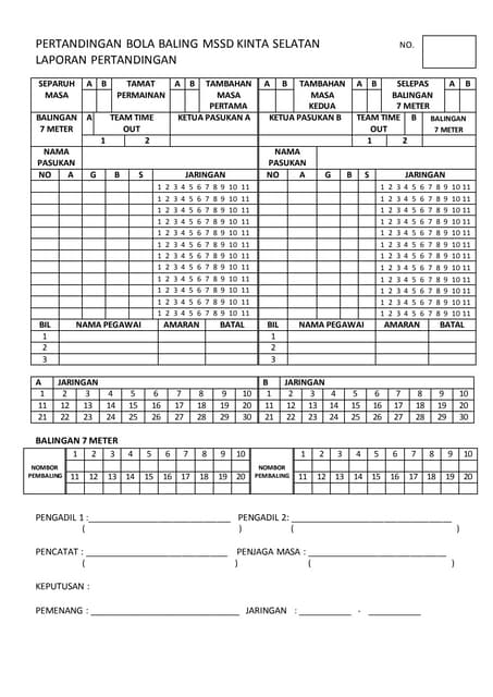 Scoresheet bola baling