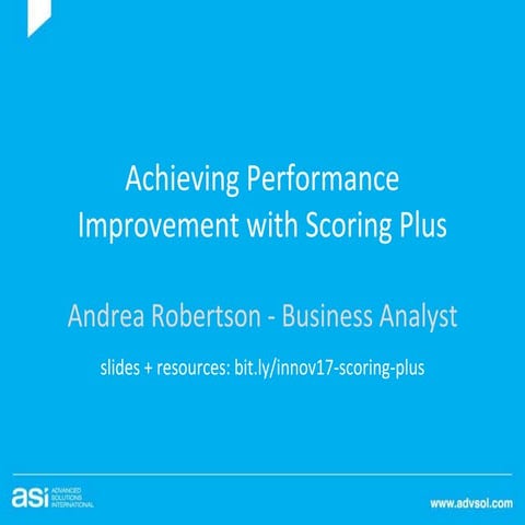 Achieving Performance Improvement with iMIS Scoring Plus