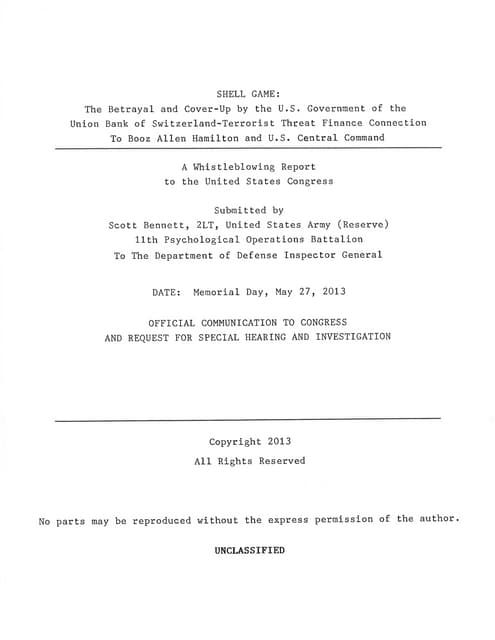 Scott Bennett - Shell Game - Whistleblowing Report