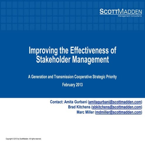 Improving the Effectiveness of Stakeholder Management