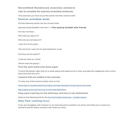 Scrambled sentences-answers