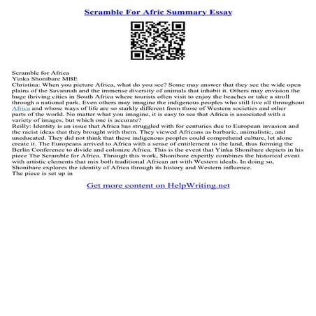 Scramble For Africa Essay