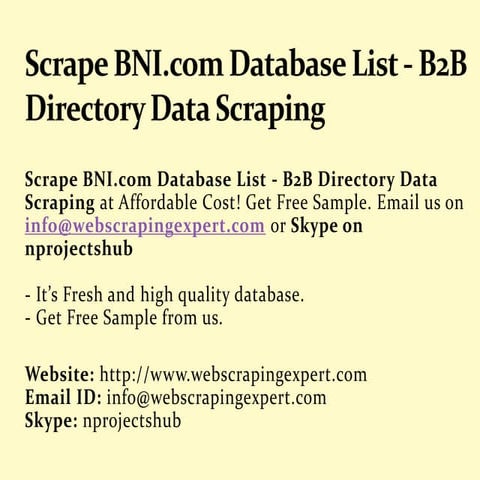 Scrape bni.com Database List - B2B Directory Data Scraping