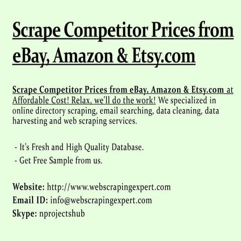 Scrape Competitor Prices from eBay, Amazon & Etsy.com