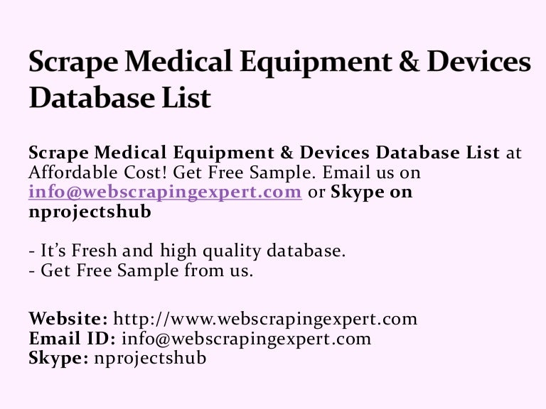 Scrape Medical Equipment & Devices Database List