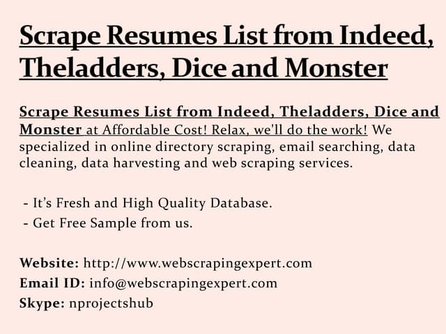 Scrape Resumes List from Indeed - Scraperesumeslistfromindeedtheladdersdiceandmonster 181227091922 Thumbnail 