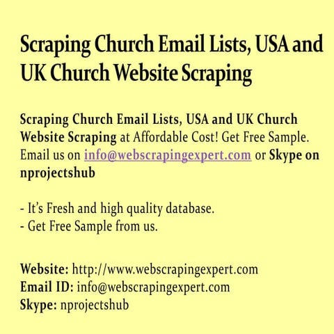 Scraping Church Email Lists, USA and UK Church Website Scraping