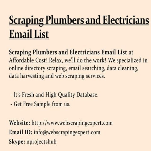 Scraping Plumbers and Electricians Email List