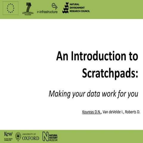Scratchpads training course introduction