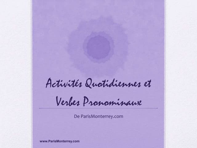 FLE - Verbes Pronominaux - Activité...