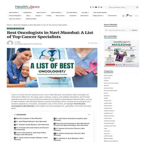 HealthViews India: Top 10 Best Oncologists in Navi Mumbai - A List | PDF