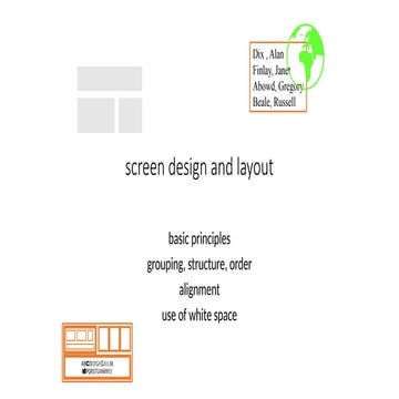 screen design and layout for a web page, designing principles