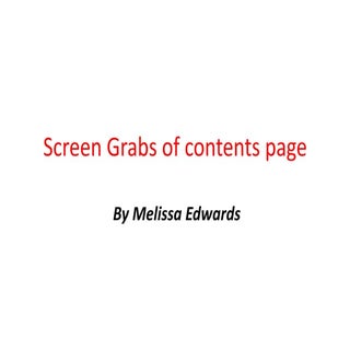 Screen grabs contents page 