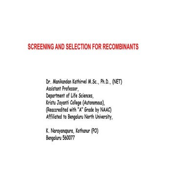 Screening and selection of recombinants 