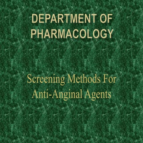 Screening methods for anti angina