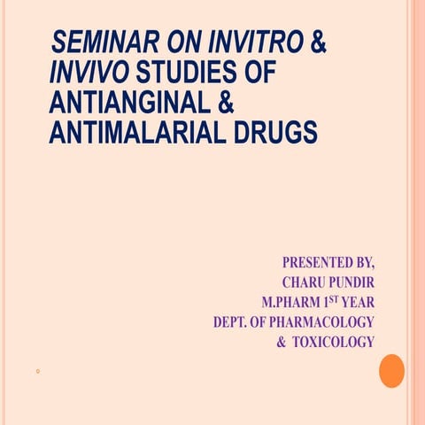 Screening methods for antianginal & antimalarial drugs