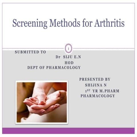 Screening methods for arthritis | PPTX