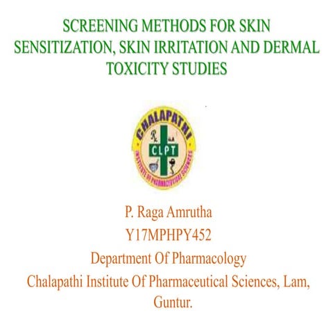 Screening methods for skin sensitization, skin irritation and dermal toxicity...