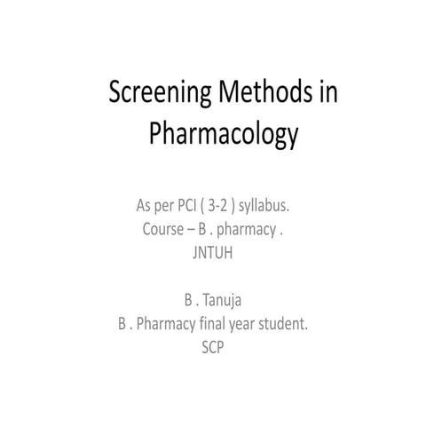 Screening methods in pharmacology