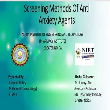 Screening Methods of Anti Anxiety Agents