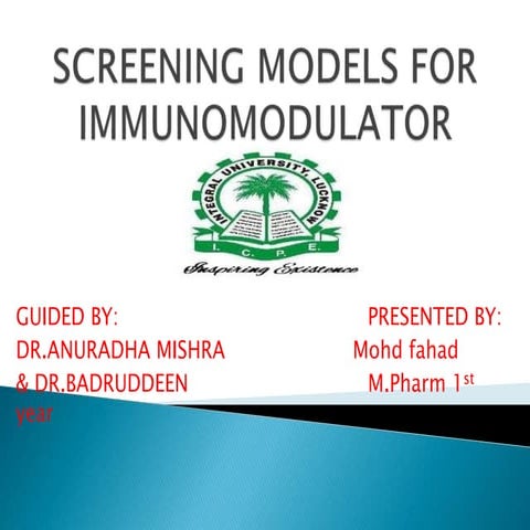 Screening models for immunomodulator