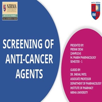 Screening Models Of Anti Cancer Drugs | PPTX