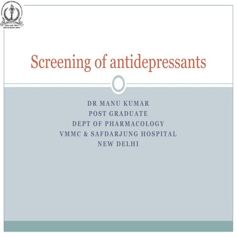 Screening of antidepressant