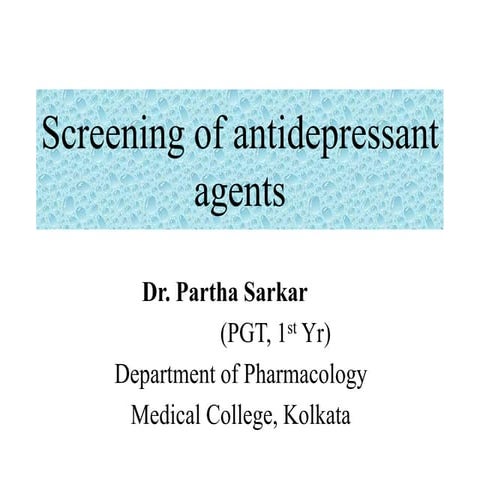 Screening of antidepressant agents