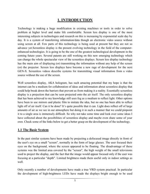 Screenless display report