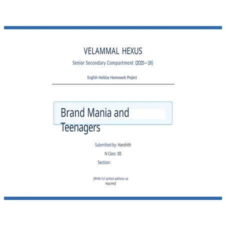 Brand Mania english project 2024-25 cbse