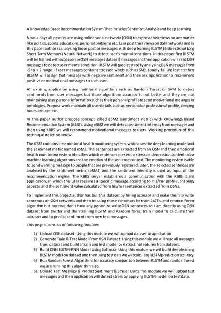 A Knowledge Based Recommendation System That Includes Sentiment A Knowledge Based Recommendation System That Includes Sentiment