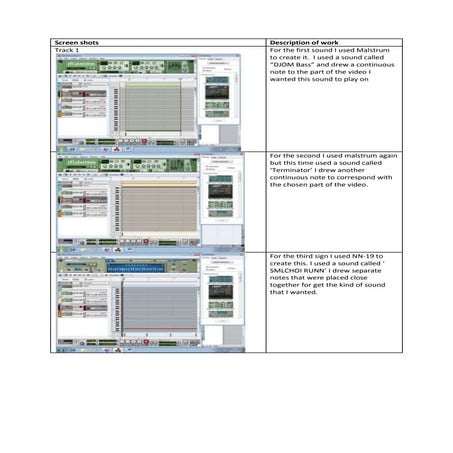 Screen shots and description