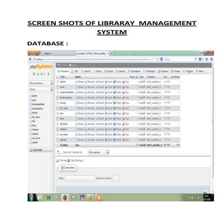 Screen shots of libraray management system | PDF