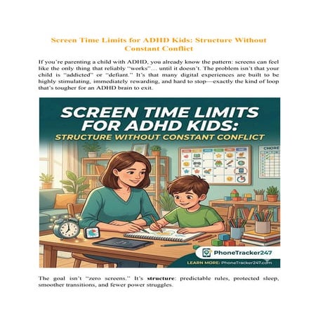 Screen Time Limits for ADHD Kids: Structure Without Constant Conflict | PDF