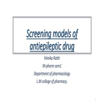Screening models of antiepileptic and nootropic drugs