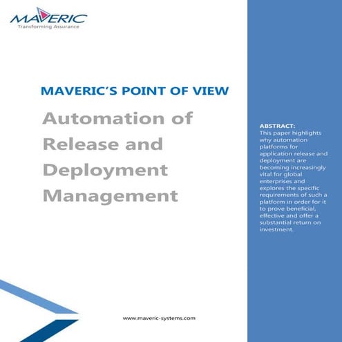 Maveric -  Automation of Release & Deployment Management