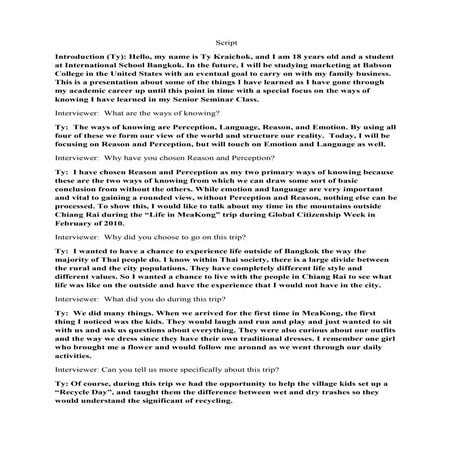 Senior Seminar Presentation Script | DOCX