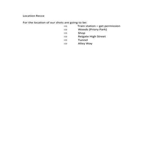 Script and Location Recce