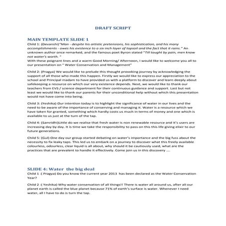Script for the water conservation and management presentation