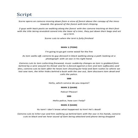 Script for 2 min film